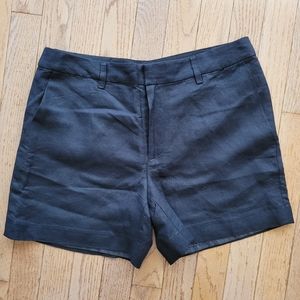 Carmen Marc Valvo Black Linen Dress Shorts Flat Front 4